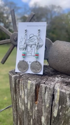 Indian Nickel W/ Heishi & Spiny Oyster Paper Clip Dangle Earrings- the Chiefs - Etsy