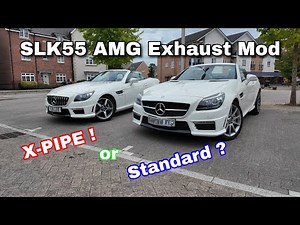 Mercedes SLK55 AMG Exhaust Mod X-pipe Sound Comparison