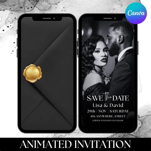 Animated Save the Date Video Invitation, Wedding Date Evite Invitation, Celebration Invite, Getting Married Digital Invite, DIY in Canva - Etsy