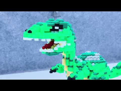 Building a Green Dinosaur with Toy Bricks