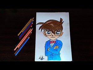 تعلم رسم المحقق كونان بطريقة سهلة وبسيطة مع الخطوات | رسم المحقق كونان | رسم أنمي