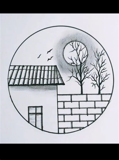 Easy circle drawing 😍#easydrawing #stepbystep #drawingideas #bestdrawing #scenery