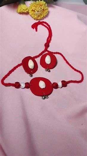 “Handmade Jewellery Set | Red White Shell Necklace Design | Easy DIY”