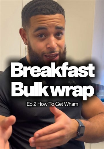 How To Get Wham Ep.2 Breakfast BULK wrap💪🏽 Simple effective breakfast wrap which I’ve been eating to build muscle while staying lean ✅ Calories per wrap 🌯 Calories: 575 Protein: 37g Carbs: 16g Fats: 40g Ingredients ⬇️ 2.5 Medium Eggs 50g Chorizo 2 tbsp Avocado Oil 10g Mixed Cheese 1 6 carb lite wraps Follow @bebodyful for more Bulking Meal Ideas It’s 2026… LET’S GET WHAM💪🏽 _____ #letsgetwham #bulking #nutrition
