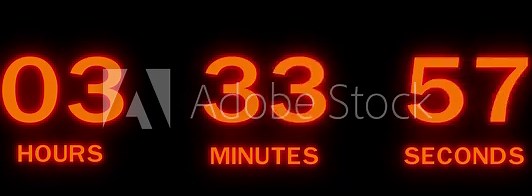 24 Hours countdown timer number animation. Countdown timer from hours, minute and seconds.