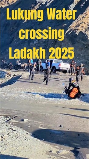 Rider's fall in water crossing near Lukung, Pangong Tso Ladakh 2025 #shorts #ladakhride #lehladakh