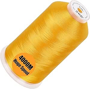 New brothread - Single Huge Spool 4000M Each Polyester Embroidery Machine Thread 40WT for Commercial and Domestic Machines - Harvest Gold