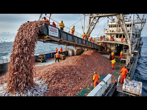 Ocean Trawl Shrimp Fishing Journey, Shivering Way of Catching Shrimp in the Middle of the Sea!