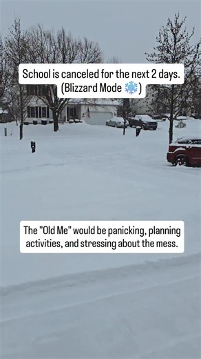 The ultimate "Anti-Rescue" Final Exam just landed: Two Snow Days. ❄️ ​ We are snowed in. School is out. The "Old Me" would have spiraled immediately: ​"How will I get my work done?" ​"I need to plan crafts/baking so they aren't bored." ​"The wet snow gear is going to ruin my floors." ​I used to treat Snow Days like a performance review. I had to be the "Magical Mom" making cocoa and memories, even if I was dying inside. ​Today? I am applying the 'Drop the Cape' rules to the Blizzard. ​I am not t