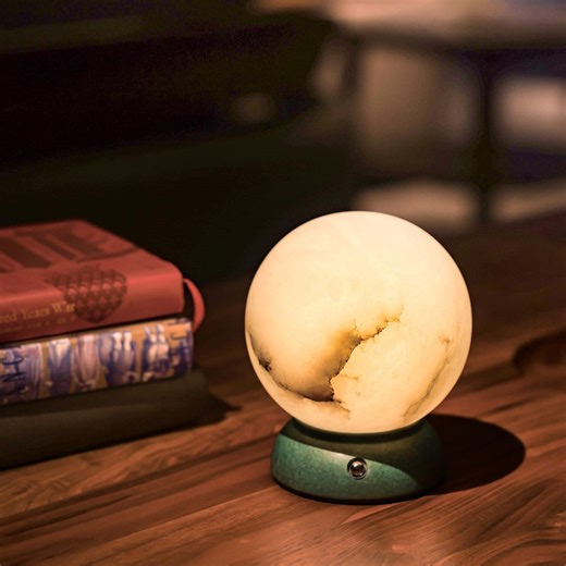 Handcrafted Onyx Table Lamp, Mini Cordless USB Rechargeable