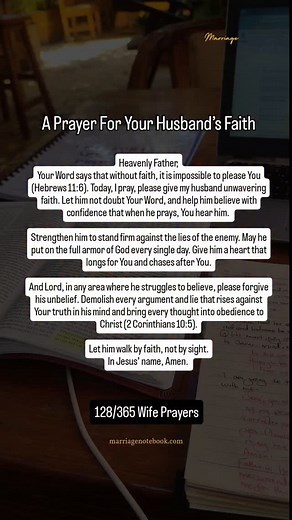 1.5K reactions · 73 comments | Hebrews 11:6 (KJV): "But without faith it is impossible to please him: for he that cometh to God must believe that he is, and that he is a rewarder of them that diligently seek him." Follow @marriagenotebook for more #PrayingWife #FaithOverFear #MarriagePrayer #ArmorOfGod #MarriageNotebook #ChristianMarriage #GodlyHusband | Marriage NoteBook | Facebook