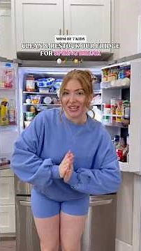 Clean & RESTOCK my fridge for 7 kids SPRING BREAK 🛒☀️🫜