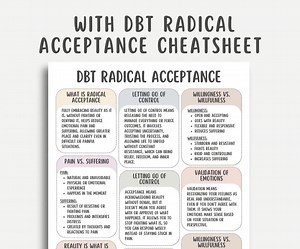 DBT Radical Acceptance Cheat Sheet PDF, Therapy Worksheet, Coping Skills Guide, Social Worker, Mental Health Printable, Self Help Resource - Etsy