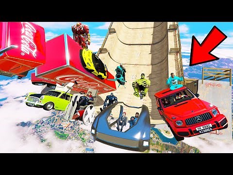 GTA 5: AVENGERS ARMY vs SUPER MEGA RAMP JUMP CHALLENGE! #4