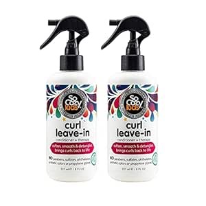 SoCozy Leave In Conditioner Spray (8 Fl Oz, Pack of 2) Detangler for Kids' Curly Hair, Tangle-Free Curls, Gentle & Nourishing with Keratin, Vitamin B5, Olive & Jojoba Oil, Paraben-Free