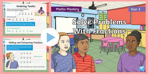 Year 3 Solve Problems Fractions Maths Mastery PowerPoint