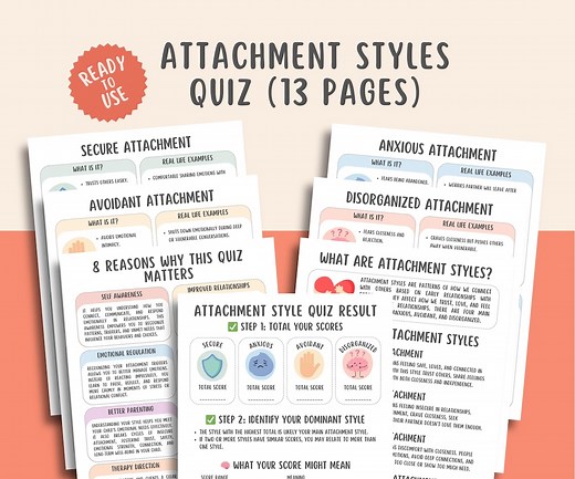 Attachment Styles Quiz (13 Pages), Attachment Theory Test, Relationship Patterns, Mental Health Printable, Therapy Tool Psychology Worksheet - Etsy Australia