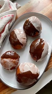 Let’s combine the two most essential Jewish sweets 🇮🇱 Israeli sufganiyot and 🇺🇸 American classic black and white cookie Are you making it this Hanukkah? 🕎 🎥 @mushkainthemarket Save this recipe 🤍🖤 INGREDIENTS 1 packet active dry yeast 3/4 cup lukewarm water divided 1/4 cup white granulated sugar divided 1/4 cup neutral oil such as grapeseed or canola 2 large eggs room temperature 3/4 tsp vanilla extract 18 oz unbleached all purpose flour 500 g, roughly 3 3/4 cups, plus 1-2 cups more for d