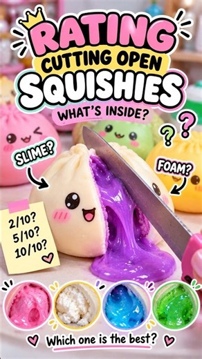 Rating Cutting Open Squishies! 😱✂️ | What’s Inside?! #rating #dumplings #squishy