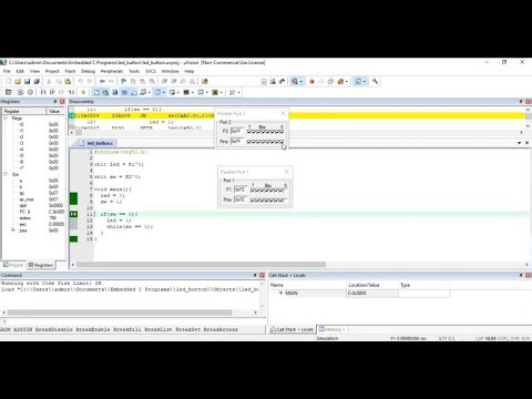 Debugging in Keil uVision - LED with Switch | 8051 Embedded C - Leisure Codes