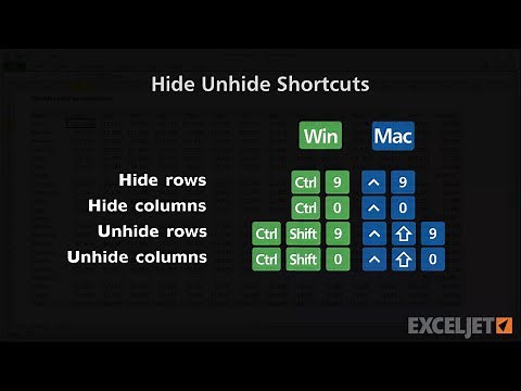 Shortcuts to hide/unhide rows and columns
