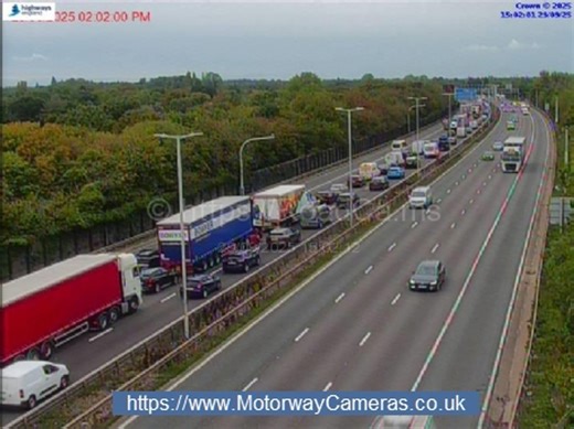 Delays on the M6 near Cannock hours after car fire extinguished