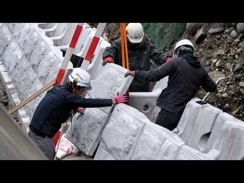 Japanese Technology Rebuilding Riverbanks with Massive Blocks | Typhoon Recovery Part 3