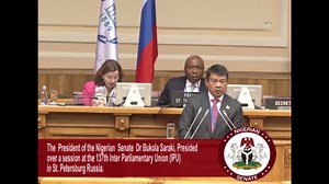 5.9K views · 91 reactions | The President of the Nigerian Senate Dr Bukola Saraki, Presided over a session at the 137th Inter Parliamentary Union (IPU) in St. Petersburg Russia | Nigerian Senate | Facebook