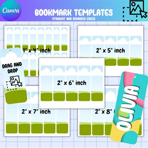 Bookmark Editable Canva Template, Printable Bookmarks Canva Frame, Drag & Drop, DIY Template, Custom Personalized, Digital Download Png Svg - Etsy