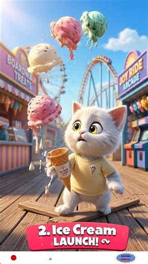 Cute Kitten Drops Ice Cream 😭💔 (Wait For The End!) #shorts #trending