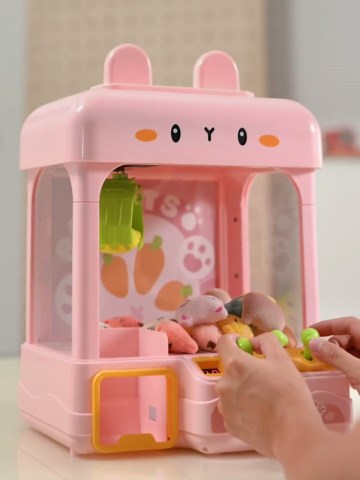 Large Claw Machine for Kids Adults with Prizes, Adjustable Sound & Light, Mini Vending Machine for Girls, Electronic Arcade Crane Game, Candy Dispenser Toy for Party Birthday Gifts - Bunny