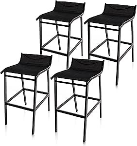 Sundale Outdoor Bar Stools Set of 4, Classic Black