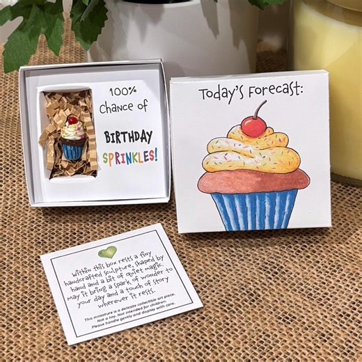 Cupcake Birthday Mini Magic Box Card: Handcrafted Clay Pocket Hug Keepsake Personalize It - Etsy