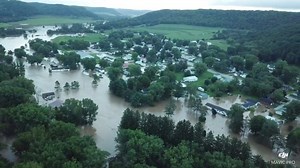 UNDER WATER Amazing drone video from Readstown in Vernon County following Tuesday's storms. The Kickapoo River has overflowed its banks through town. Video credit to Richland Electric Cooperative - Trevor Clark | WKOW 27