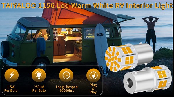 TAIYALOO 1156 1141 1003 7506 1073 BA15S LED Bulbs Warm White Super Bright 2835 46-SMD Replacement for 12V RV Interior Ceiling Dome Light/Travel Trailer/Boat Indoor/Camper Light Bulbs, Pack of 10