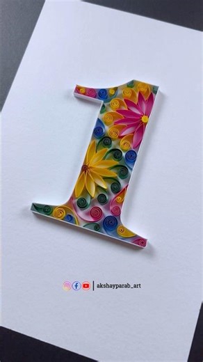 DIY Quilling Number One | Paper Quilling Typography Art #shorts #1number #quilling