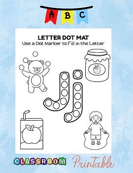 Learn Letter J Dot Marker Toddler Worksheet Upper Lowercase Alphabet Printable