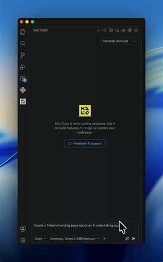 Everyone’s talking about Cerebras. We wanted to see the speed claims are real.We tested one of the models hosted on Cerebras, Qwen3, inside Kilo Code’s VS Code extension.The task: generate a modern landing page for a note-taking app.The result: a full Tailwind setup, a 900-line HTML file, separate CSS and JS, and a polished multi-section design, all completed in 30 seconds.Most other inference providers would take at least 3 minutes to complete the same task end to end.This is the kind of speed 