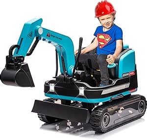 JOYLDIAS 360 Degree Rotating Ride On Excavator and Bulldozer,12V12AH Battery Powered Ride On Toy Backhoe W/Track Design Wheels for All Terrain,Remote Control,MP3,Toolbox for Kids,Parent,Blue