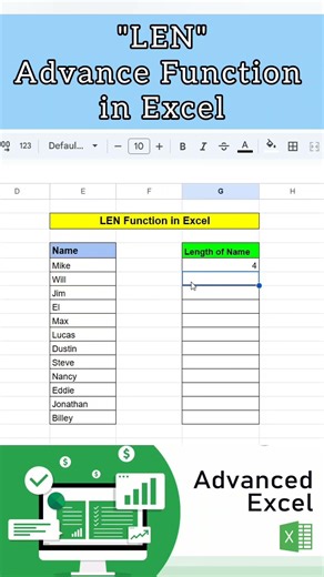 LEN Function in Excel #shorts #excelformulas #exceltips #dataanlysis #viral #sql #coding #like