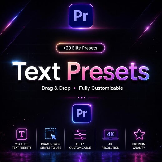 Premiere Pro Text Presets | 10 Animated Motion Graphics Titles - Etsy