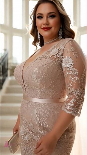 Gorgeous Plus Size Lace Dress Magic 🥰 #PlusSizeFashion #CurvyGown #FormalGown