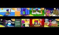 Mix of 8 videos from youtube : Barney and the Backyard Gang Crossover 8 Same Time