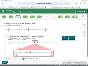 The point E is shown on the decimal number line below. Answer t... | Filo
