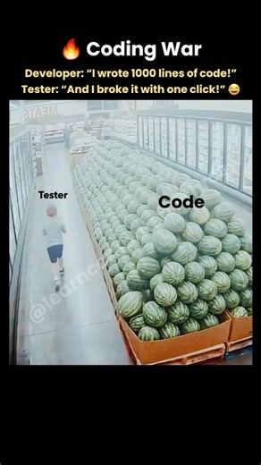 1000 LINES vs 1 CLICK 💀😂Coding War 🔥 Tester Vs Developer 💀 #coding #funny #memes #shorts