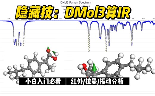 【MS】谁说DMol算不了红外？ | 红外IR拉曼Raman振动频率 | Materials Studio DMol3 | MS杨站长 华算科技