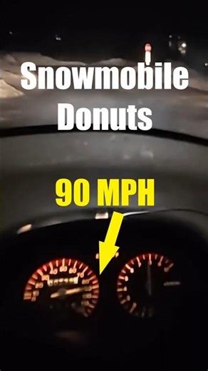 Snowmobile doing donuts in parking lot 2 #snowmobile #donuts #fullthrottle