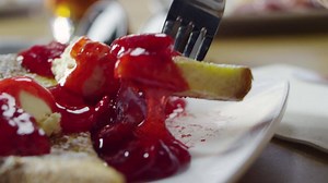 The perfect bite… Sweet french toast, creamy cheesecake and delectable strawberry topping. Come try Strawberry Cheesecake French Toast at our 7 Day Brunch starting at 9:30AM every day. | Golden Corral Buffet & Grill