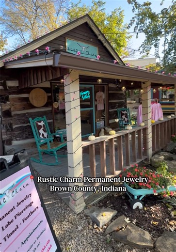 Any other permanent jewelry studios located in an old cabin?! If so we’d love to connect with them!! We love love love our little space. She’s so unique and fits our brand so perfectly. I always say if walls could talk she would have some STORIES 💖🫶🏼 Come see us in Brown County Indiana (Nashville) for permanent jewelry, ear lobe piercing, hair feathers and tinsel!! #permanentjewelry #indiana #indianafyp #smallbusiness #permanentjewelryartist