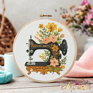 Vintage Sewing Machine Cross Stitch Pattern — Perfect Gift for Sewists and Embroidery Lovers, Adds Elegance to Any Craft Room. - Etsy